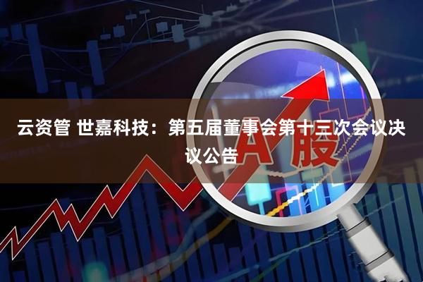 云资管 世嘉科技：第五届董事会第十三次会议决议公告